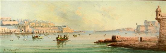 Vincenzo D Esposito (1886-1946) Valletta harbour, Malta, 2.5 x 7.5in.